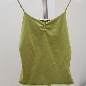 Lime Green Spaghetti Strap Tank Top w Ruching
